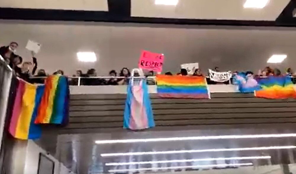 Students protesting for their transgender classmate at Temple High School