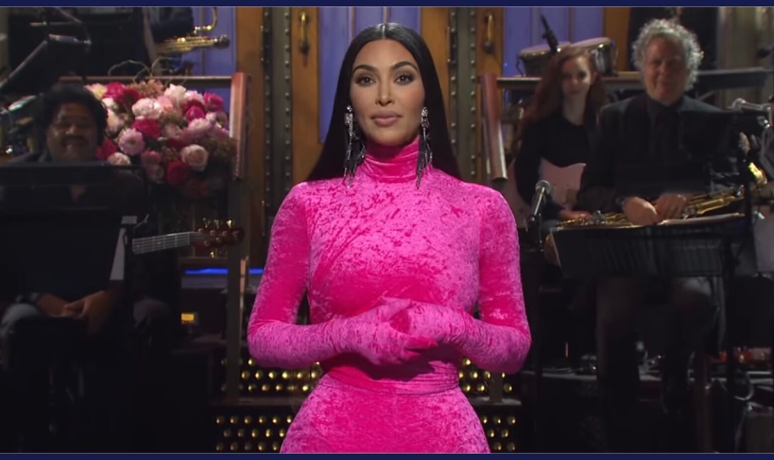 Kim Kardashian West hosting "Saturday Night Live" wearing all pink