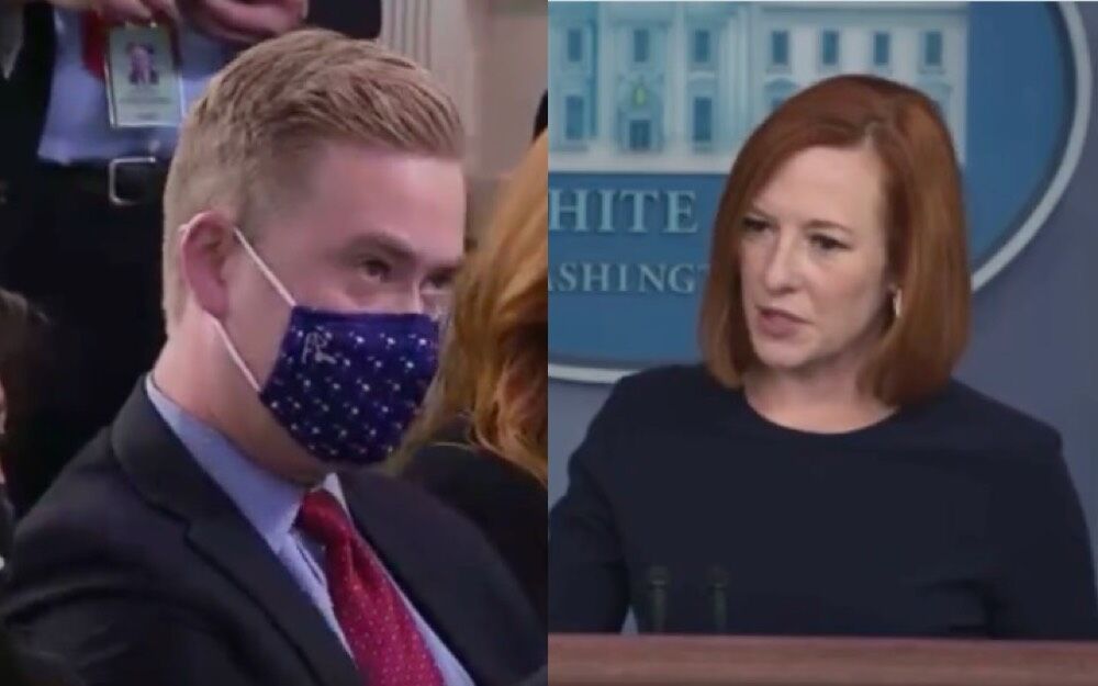 Fox reporter Peter Doocy and White House Press Secretary Jen Psaki