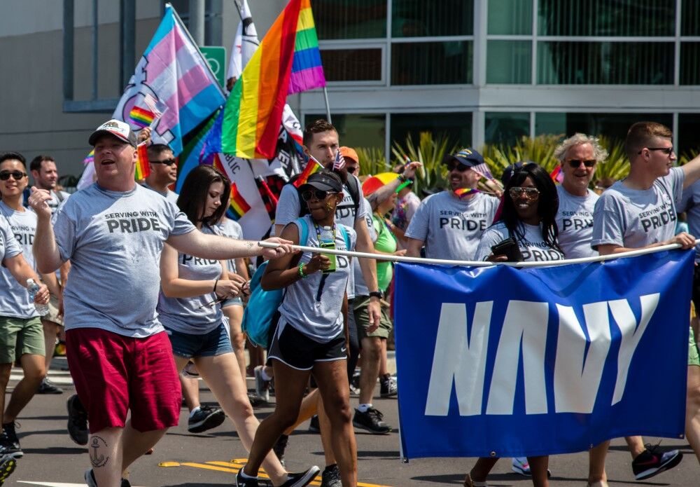 Military contingent in San Diego LGBT Pride Parade, July 15, 2017
