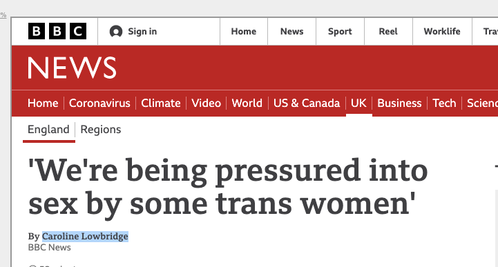 BBC, transgender women, rapists, lesbians, BBC
