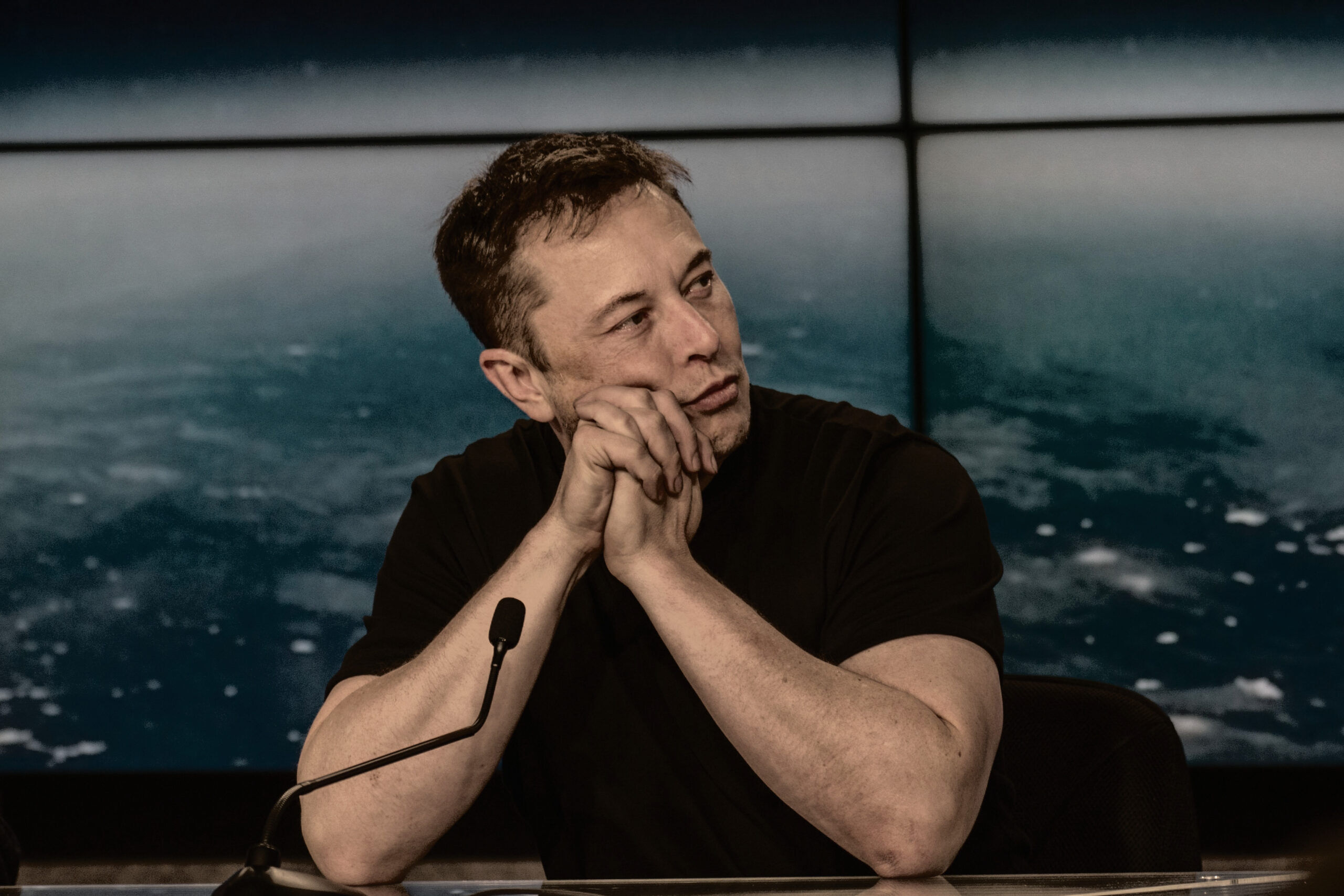 SpaceX and Tesla CEO Elon Musk at the SpaceX Falcon Heavy Flight 1 post launch press conference on February 6, 2018