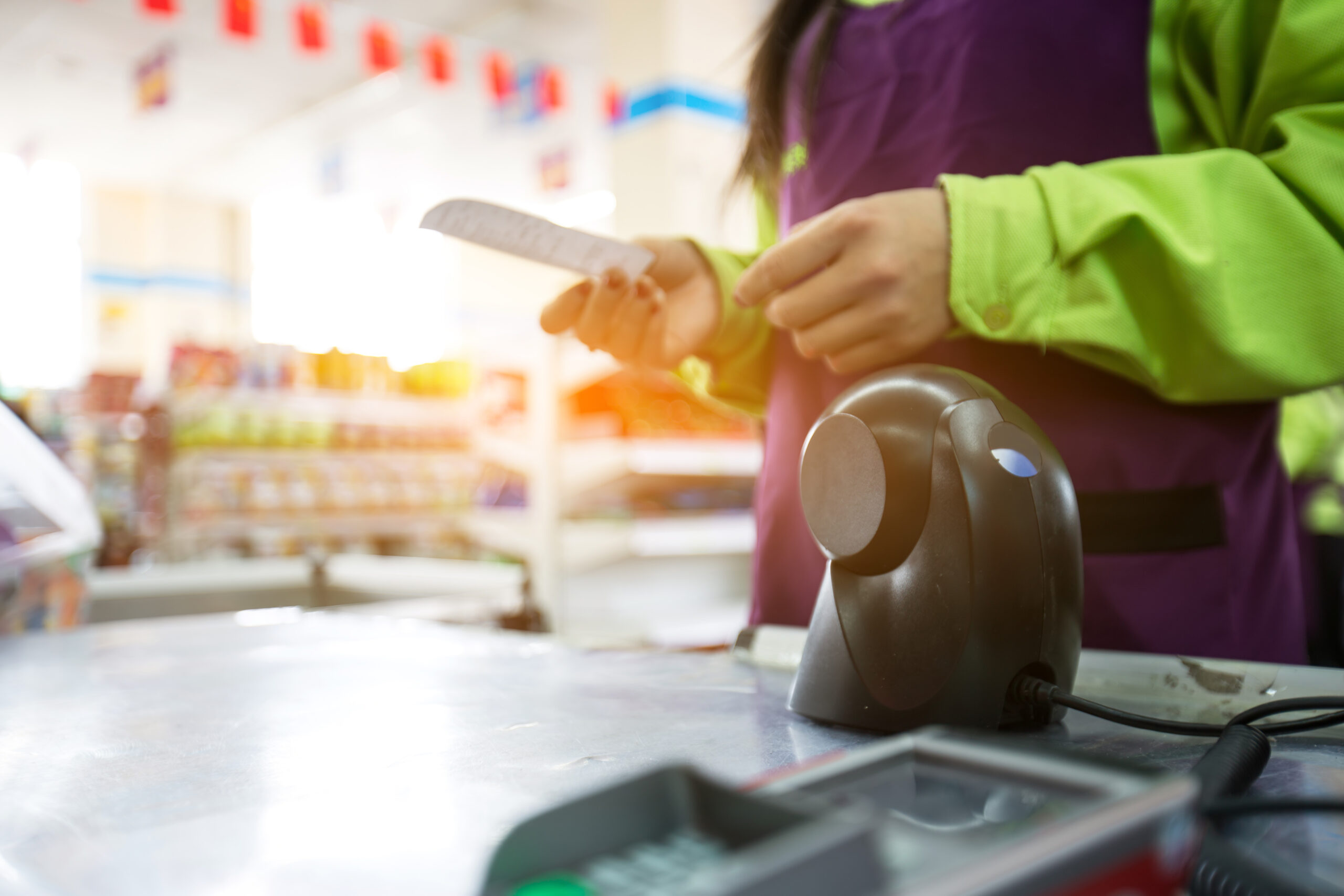 Convenience store clerk customer checkout