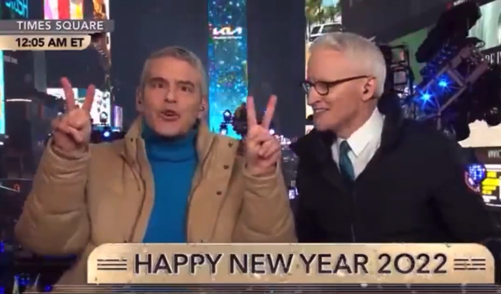 Andy Cohen (l) and Anderson Cooper co-hosted CNN's New Year's Eve special