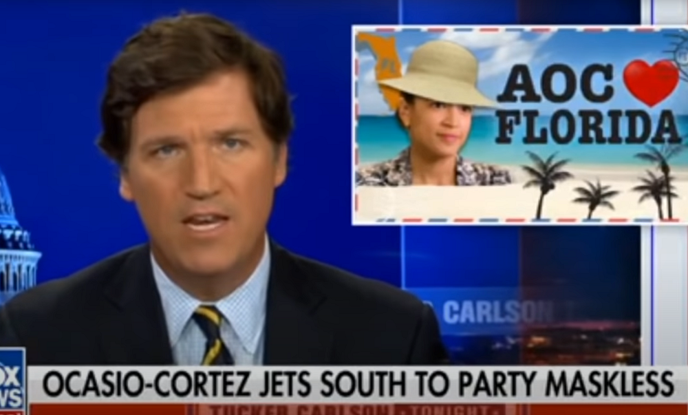 Tucker Carlson attacked Rep. Alexandria Ocasio-Cortez for not wearing a mask outdoors