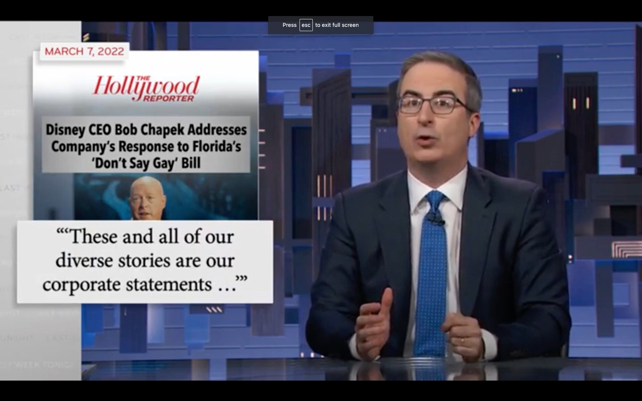 John Oliver rips into Disney for its response to "Don't Say Gay"