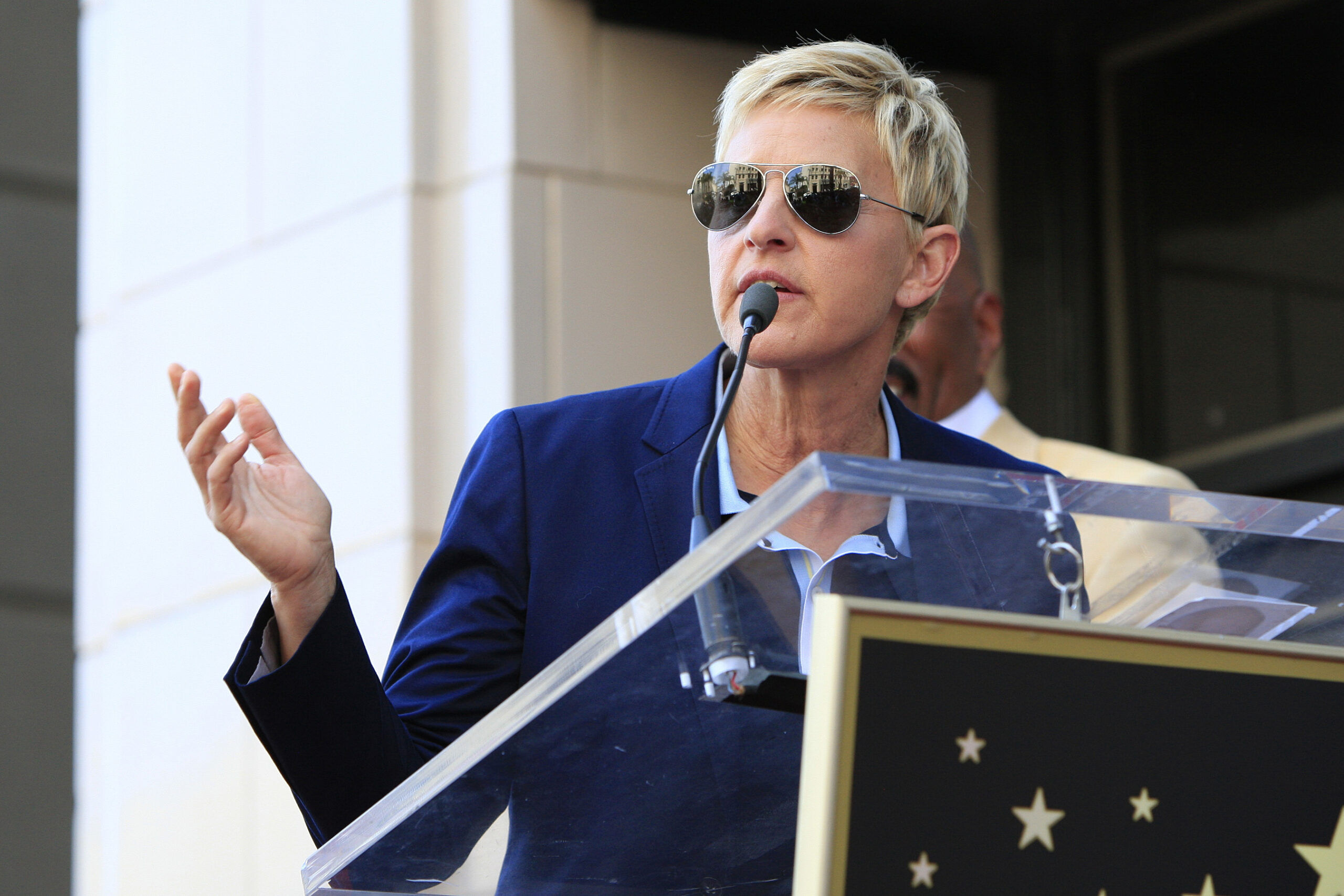 Ellen DeGeneres at a ceremony where Steve Harvey is honored with a star on the Hollywood Walk Of Fame on May 13, 2013 in Los Angeles, California