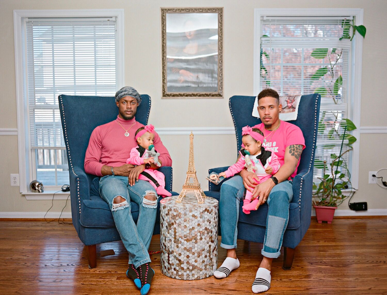 Vernon Leftwich and Ricardo Cooper with their twin daughters, Harper and Knox, from “Dads”: Photo copyright Bart Heynen, courtesy powerHouse Books
