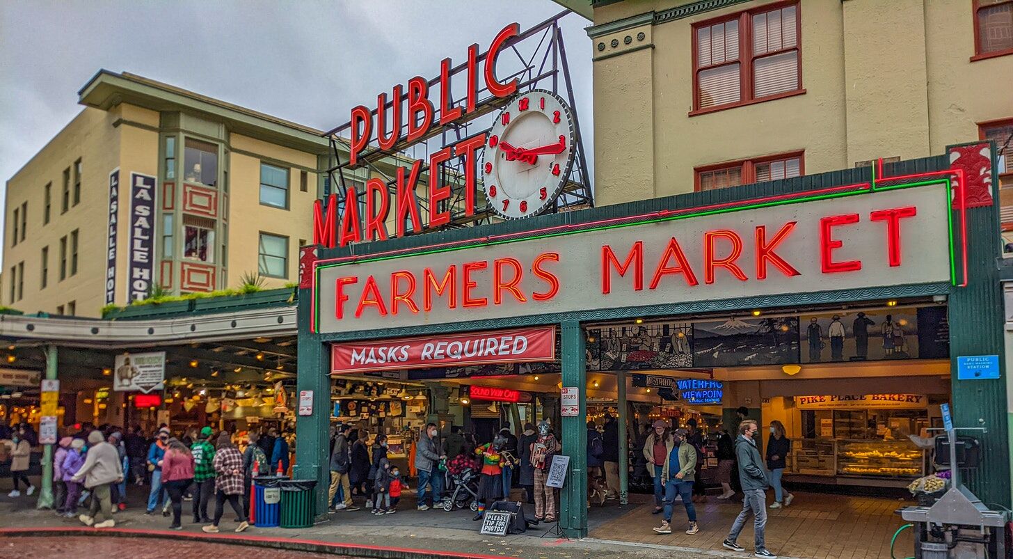 Seattle's Pike Place market is a city landmark.