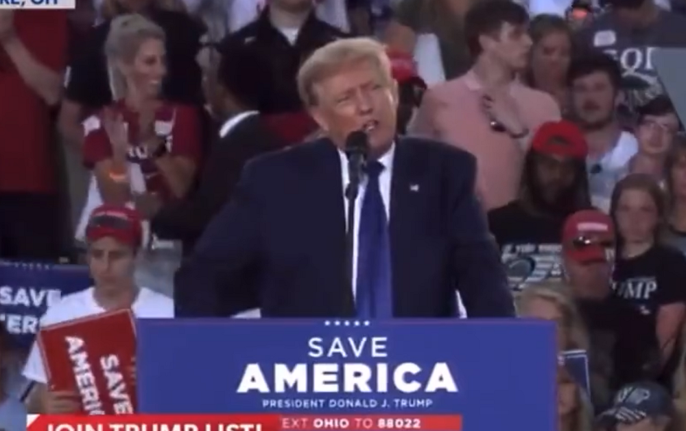 Donald Trump speaking at the Ohio rally
