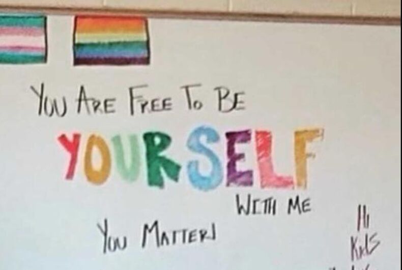 A teacher in Kentucky got violent threats when he wrote an affirming message on his board.