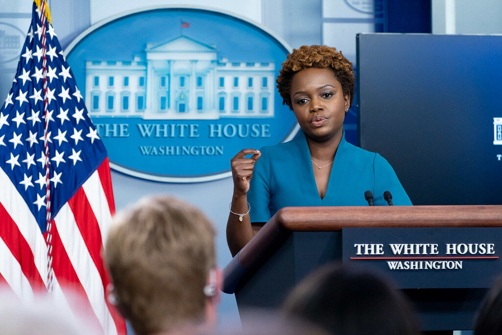 White House Principal Deputy Press Secretary Karine Jean-Pierre holds a press briefing on Friday, July 30, 2021, in the James S. Brady Press Briefing Room of the White House.