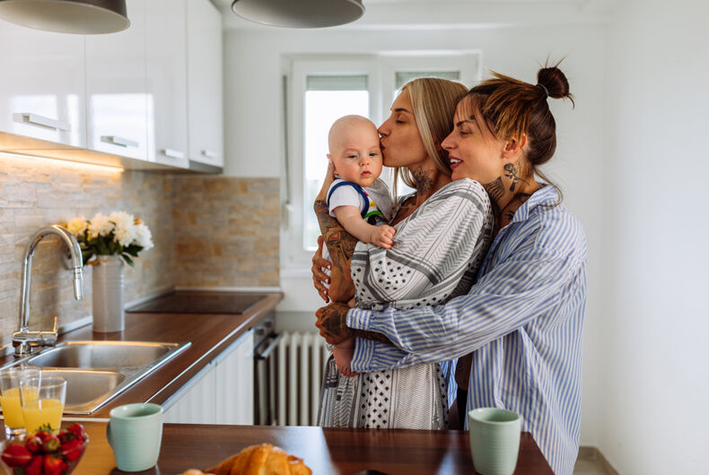 Lesbian mothers with a baby