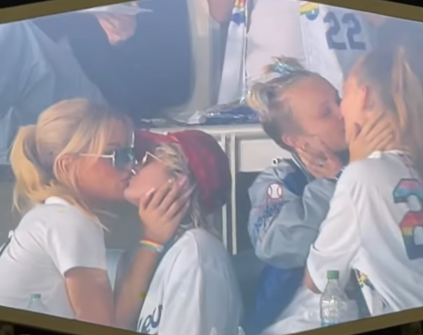 JoJo Siwa and Gigi Gorgeous and their significant others were caught on the kiss cam at Dodger Stadium