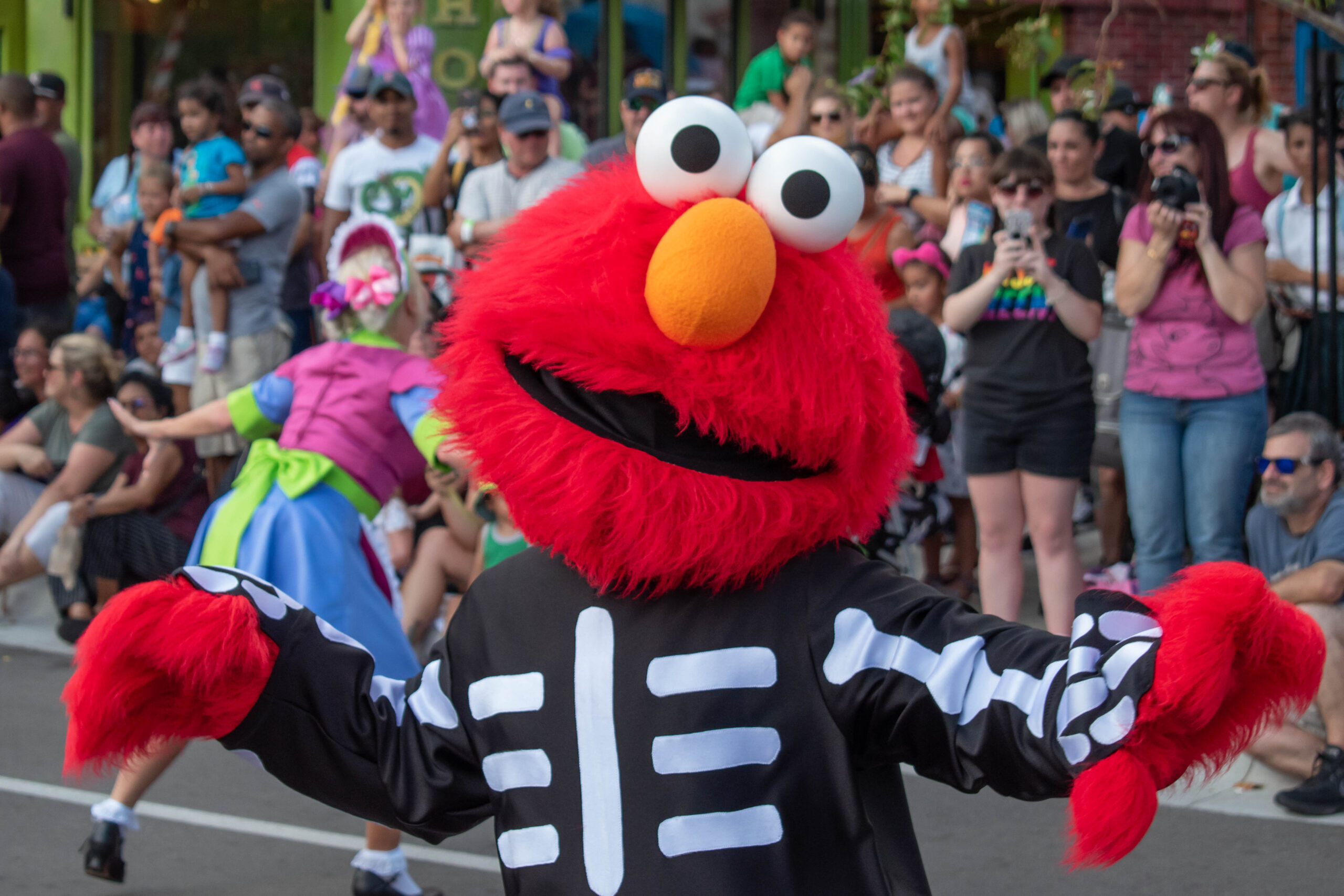 Orlando, Florida. October 5, 2019. Elmo dancing in Sesame Street Party Parade at Seaworld