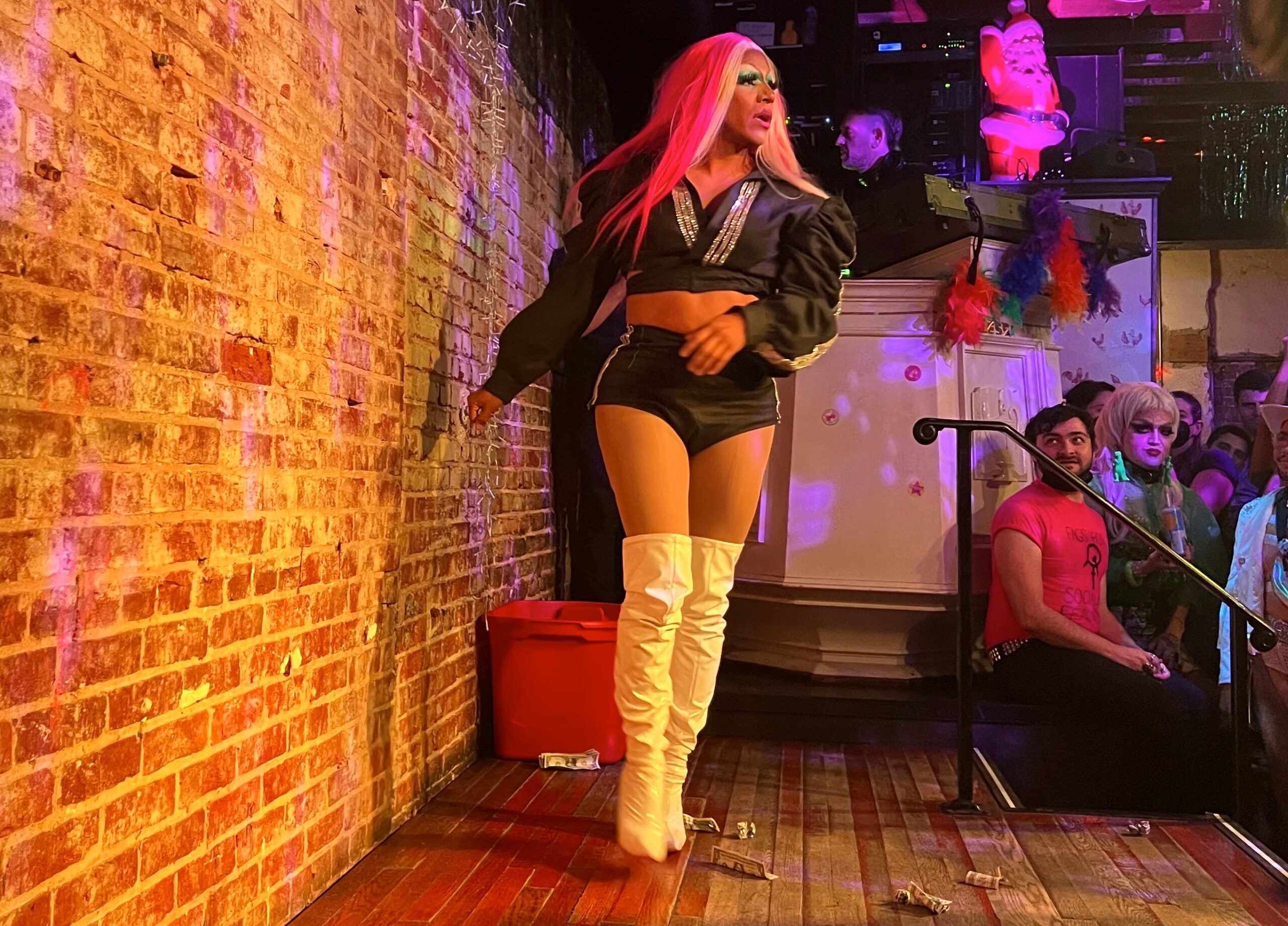 Mari Con Carne struts the stage to raise money to fight for abortion rights.