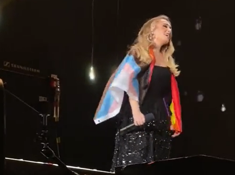 Adele with the Pride flag