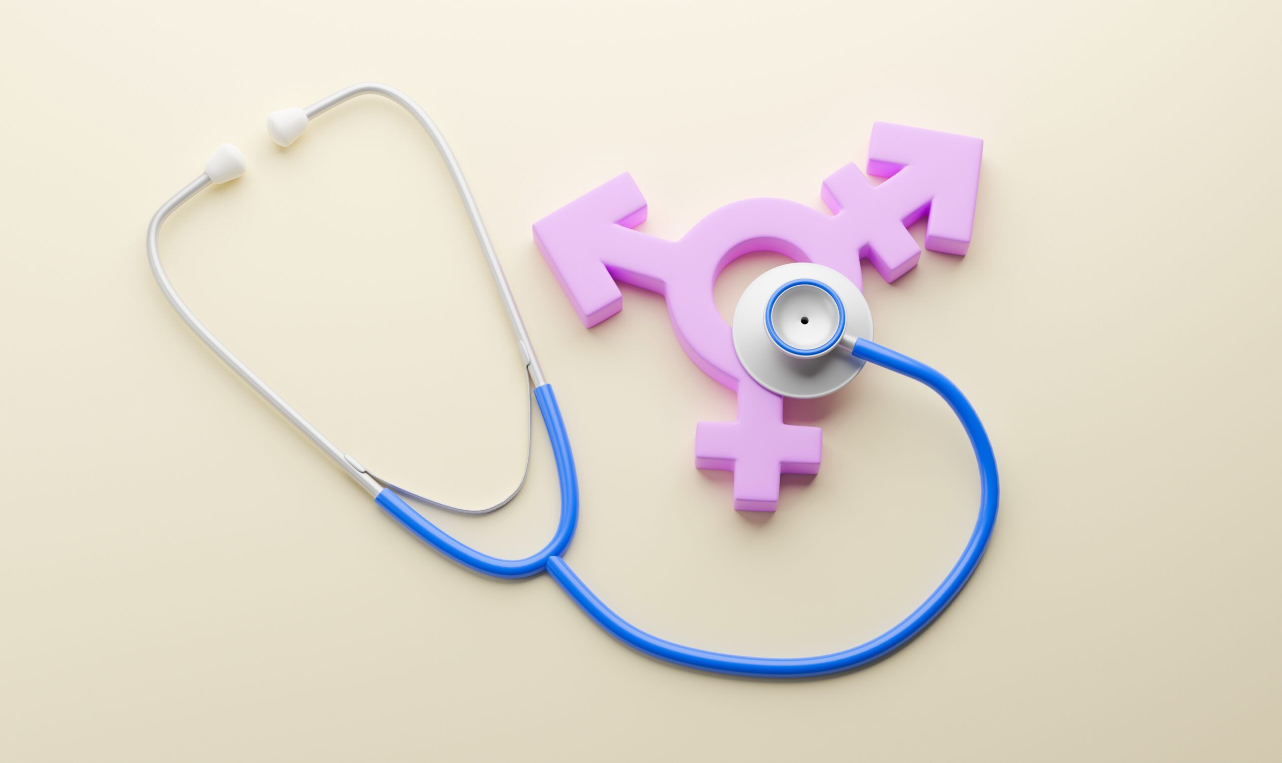transgender symbol with a stethoscope