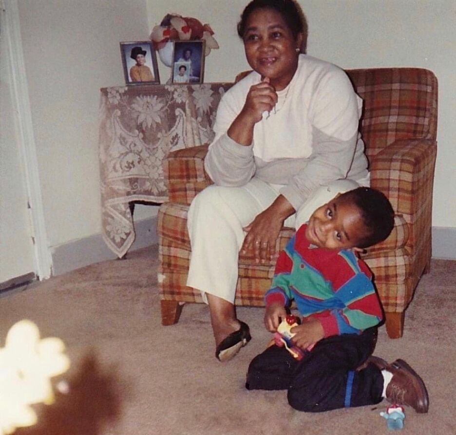 Brian Alston-Carter with grandmother Mary DeVaughn Lee-Alston (“Nana”) in Rembert, South Carolina, 1994. Photo provided by Brian Alston-Carter