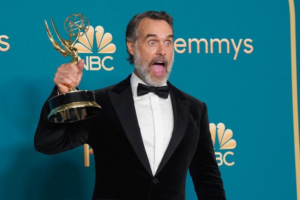 74th ANNUAL PRIMETIME EMMY AWARDS -- Pictured: Murray Bartlett, winner of Outstanding Supporting Actor in a Limited or Anthology Series or Movie for "The White Lotus", poses in the press room during the 74th Annual Primetime Emmy Awards held at the Microsoft Theater on September 12, 2022. -- (Photo by Evans Vestal Ward/NBC)