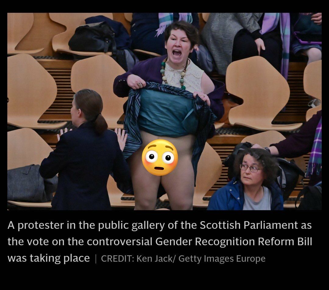 Deranged protestor flashes Scottish parliament during vote on trans rights bill