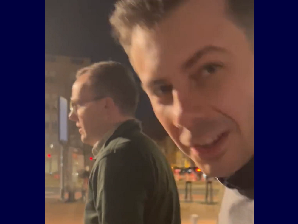 Pete and Chasten Buttigieg as the Daily Caller reporter followed them at night