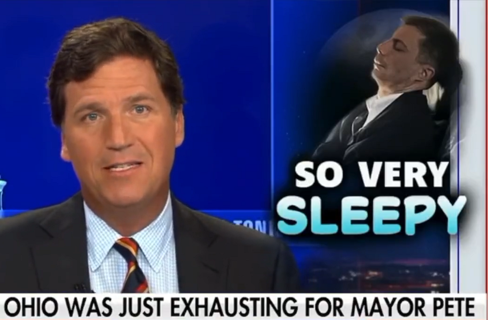 Tucker Carlson was mad that Pete Buttigieg slept