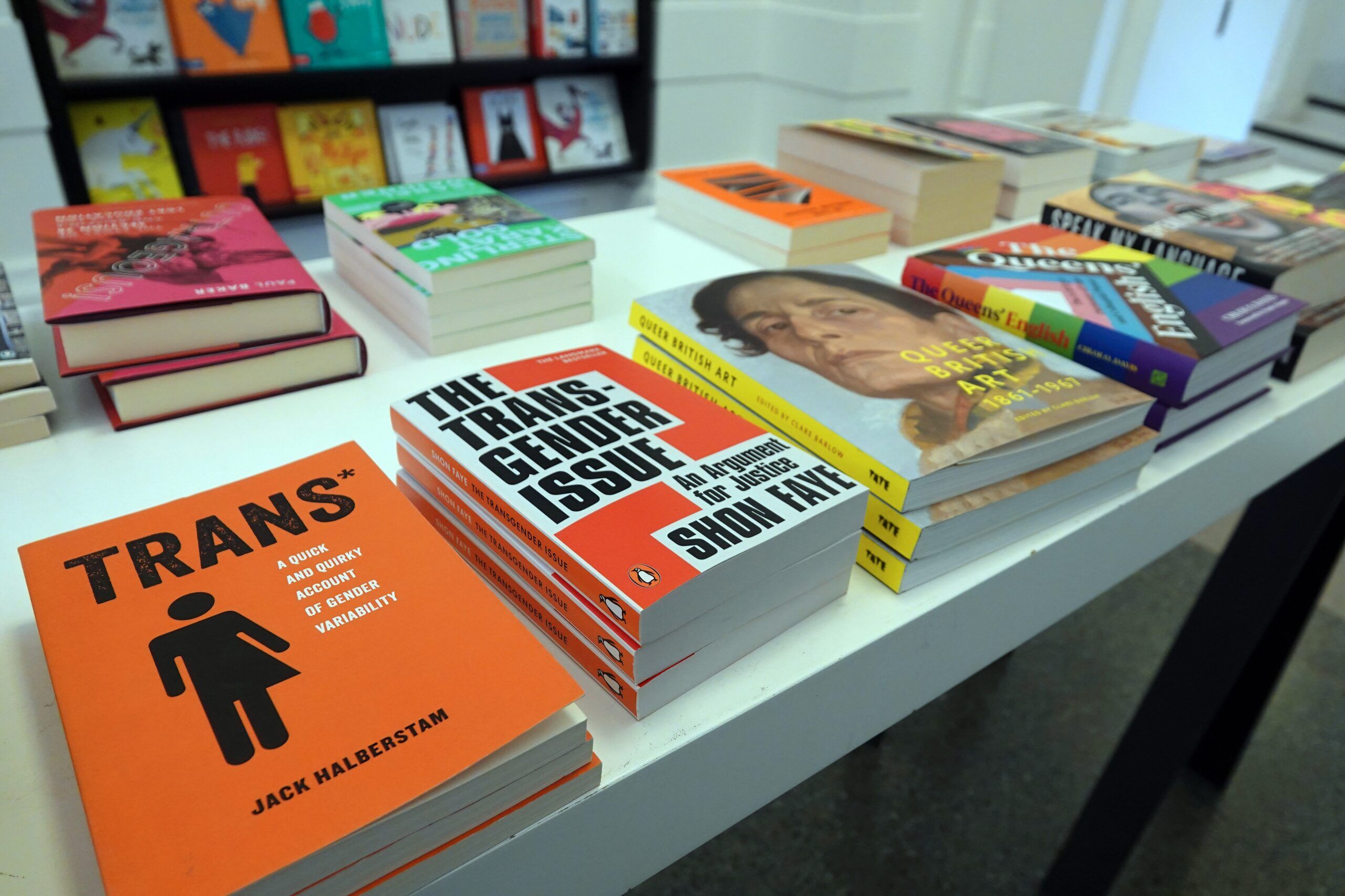 London, UK - June 24, 2022: Books about gender variability and gay art on sale at a bookshop in London, UK.