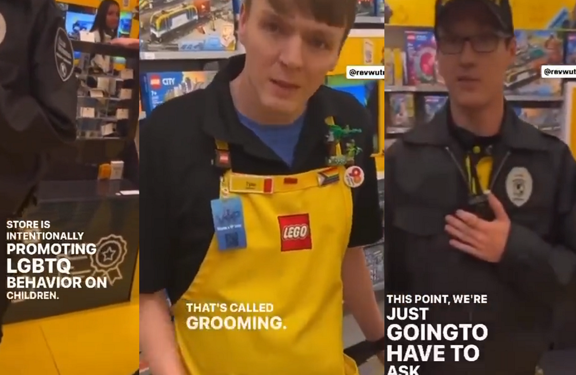 Unhinged Christian activist rants about oral sex in Lego store after seeing rainbow pin