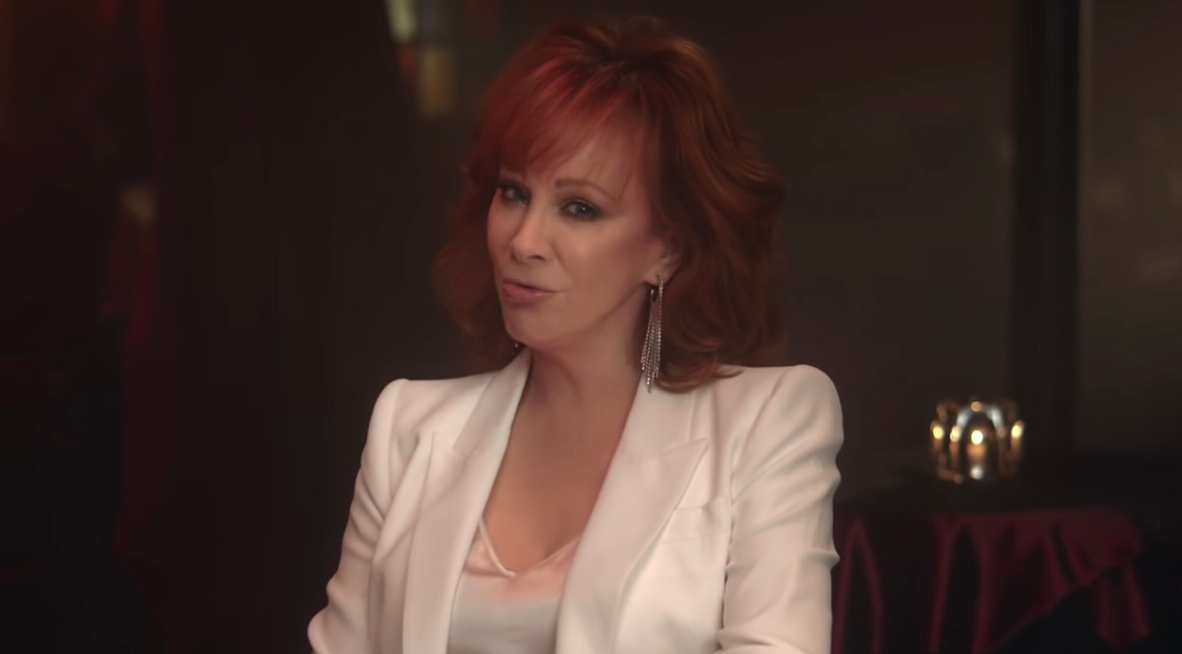Reba McEntire in a white jacket
