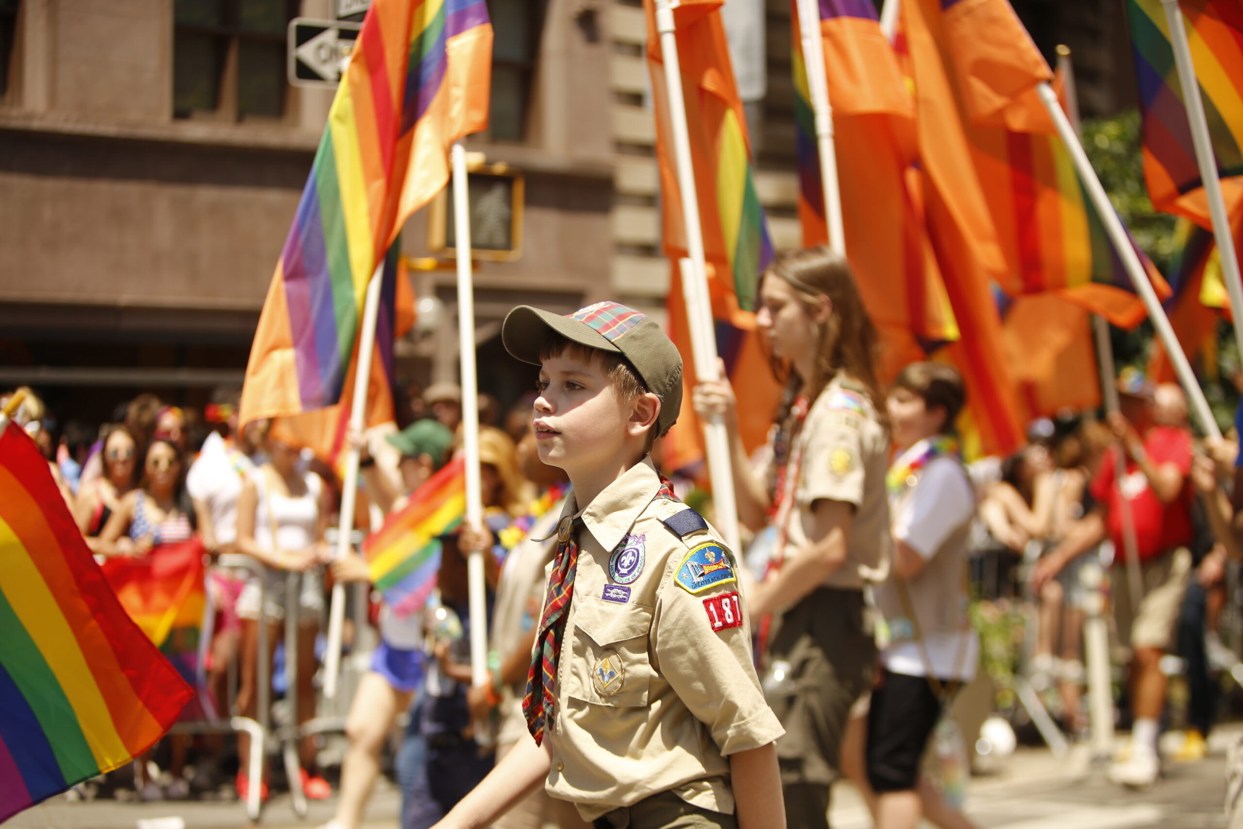 NEW YORK CITY - JUNE 26 2016: The 46th annual NYC Pride March featured over 350 contingents, marching from 36th Street to Christopher & Greenwich Sts. Scouts for equality
