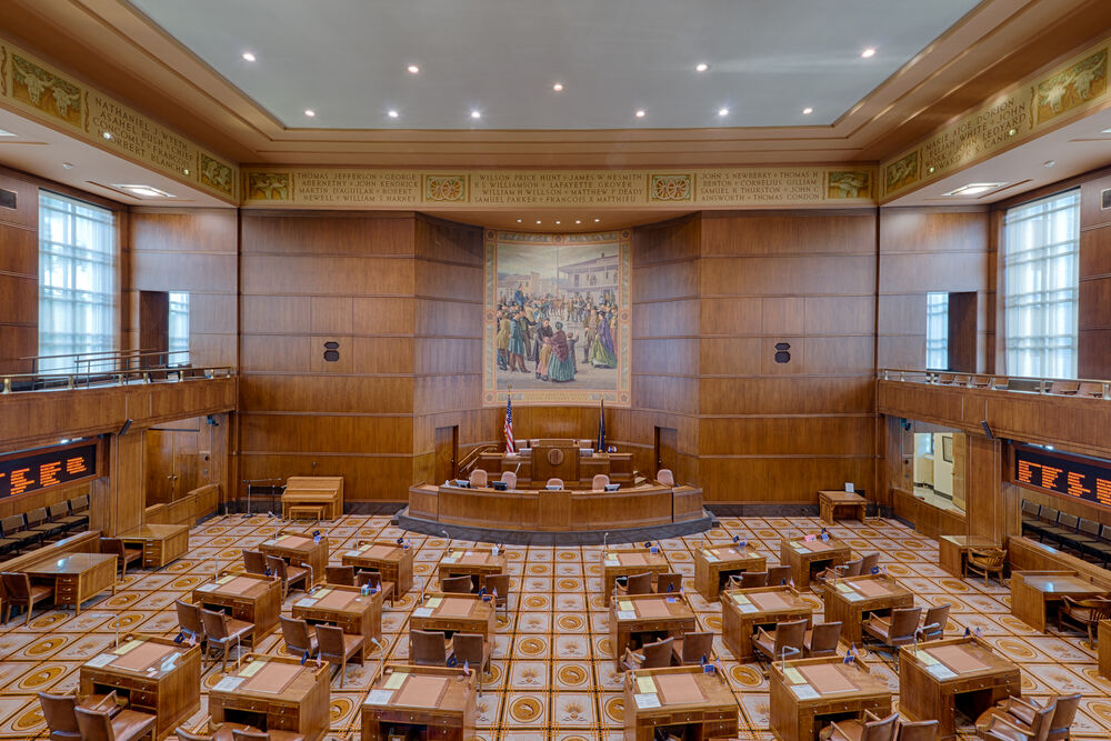 The Oregon Senate chamber at the Oregon Capitol