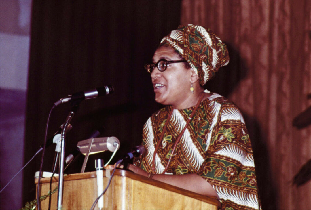 Audre Lorde at The Phillis Wheatley Poetry Festival on November 4, 1973.