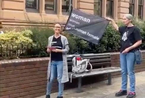 Anti-trans activists tried to hold a big protest but only two people showed up