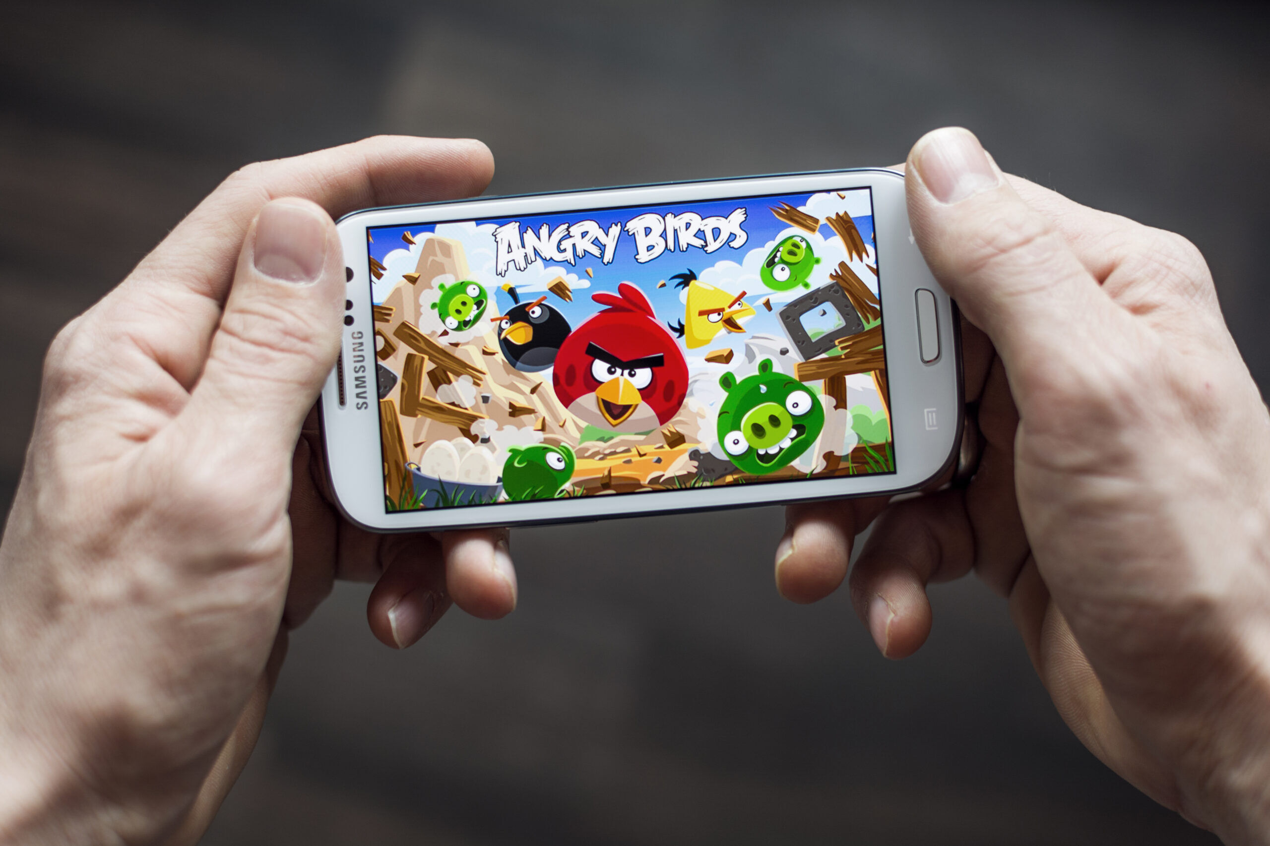 HILVERSUM, NETHERLANDS - FEBRUARY 23, 2014: Angry Birds is a video game by Finnish game developer Rovio Entertainment first released for iOS in 2009. It sold over 2 billion copies across all platforms