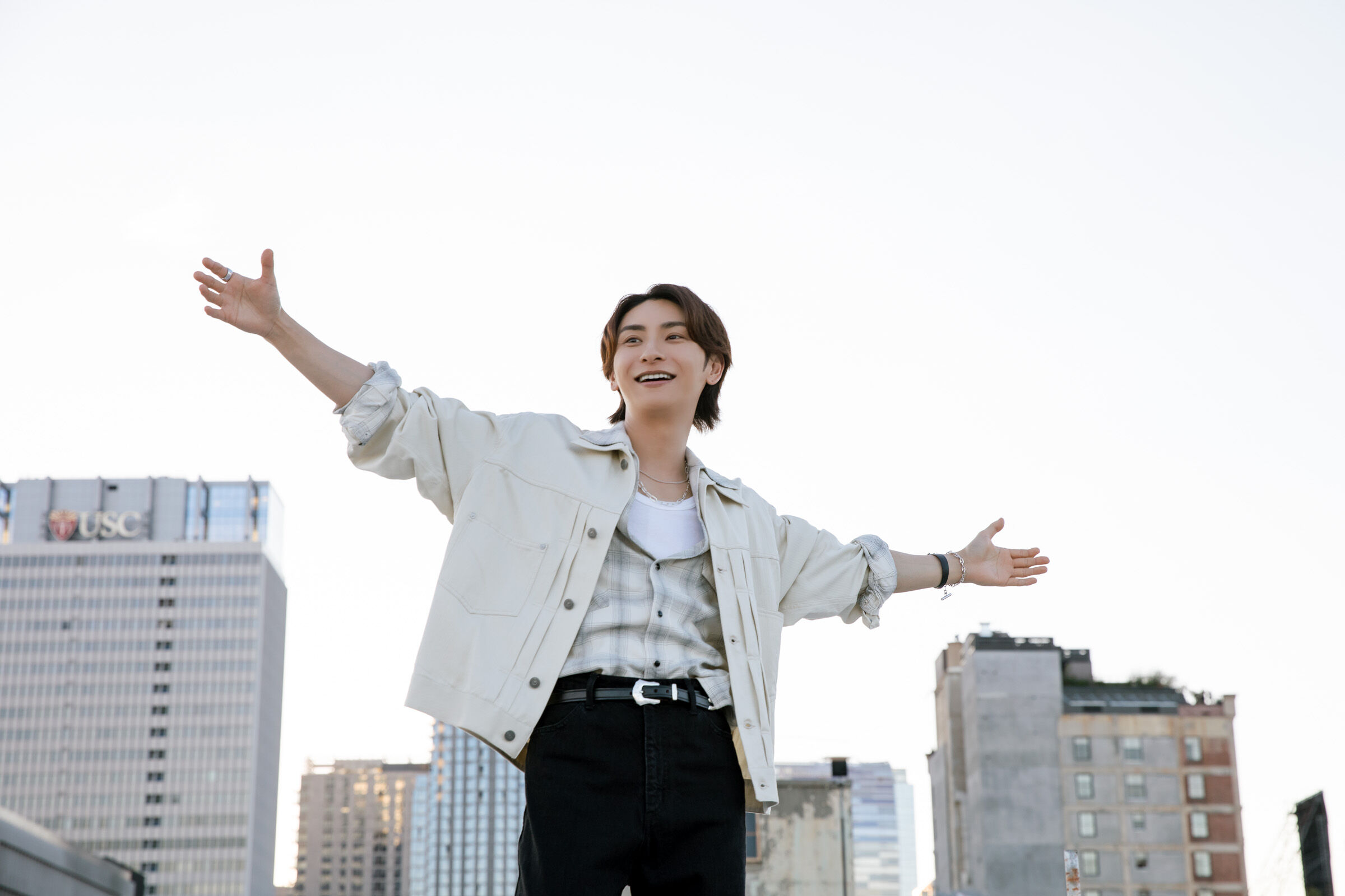 Fans cheer as Japanese pop star Shinjiro Atae comes out on stage