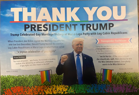Iowa mailer thanks Donald Trump for “standing up for LGBTQ+ rights”