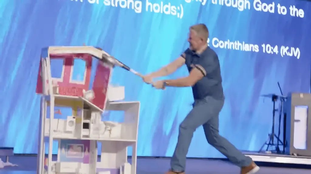 Pastor freaks out & destroys Barbie Dream House with Bible taped to a ...