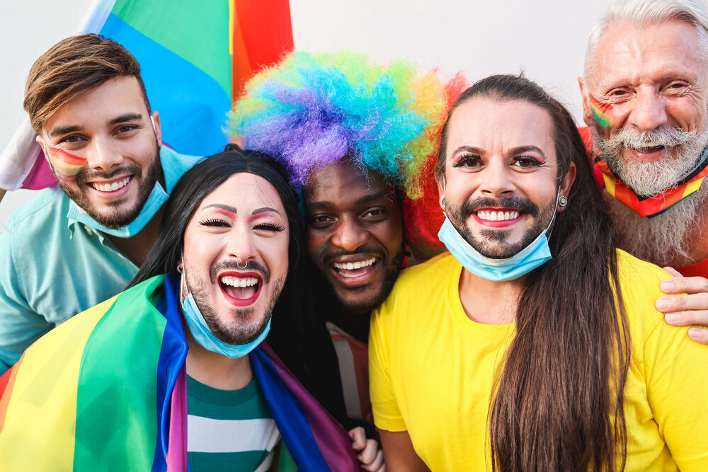 Happy LGBT people in a stock image