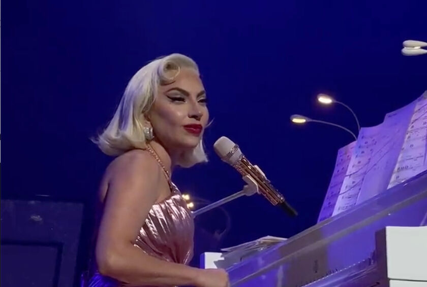 Lady Gaga onstage in Las Vegas.