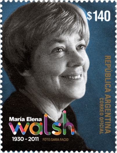 A stamp featuring María Elena Walsh