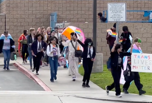 California students walk out en masse in protest of school board’s anti-LGBTQ+ policies