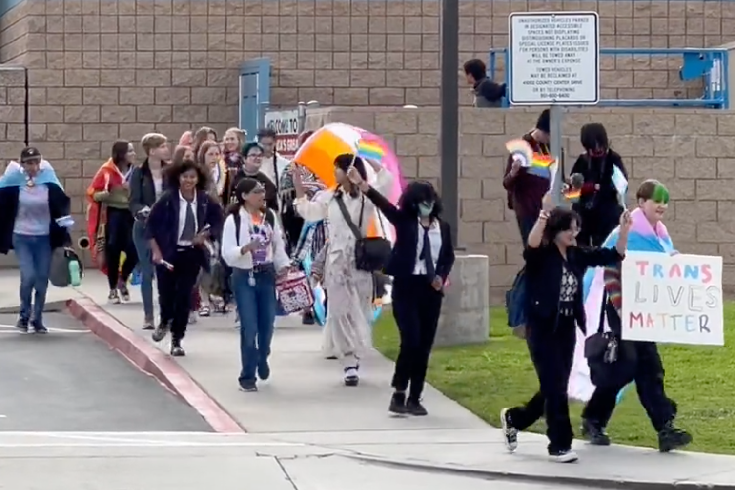 Students stage a walkout at Great Oaks High School in Temecula