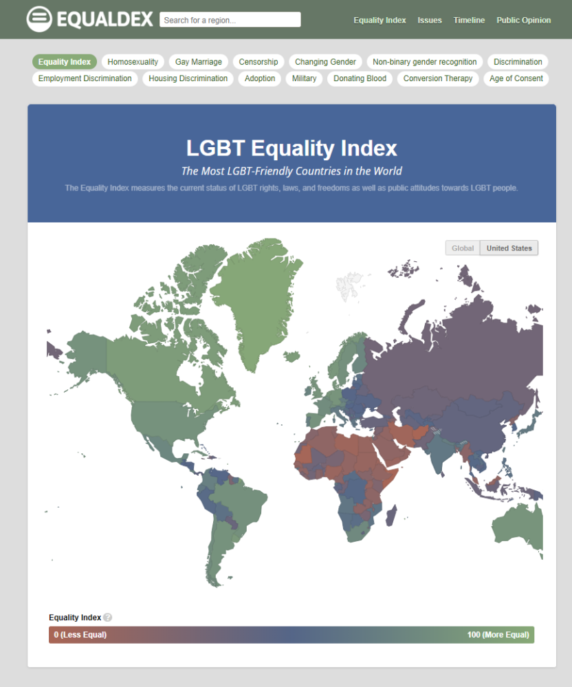 The LGBT Equality Index on Equaldex