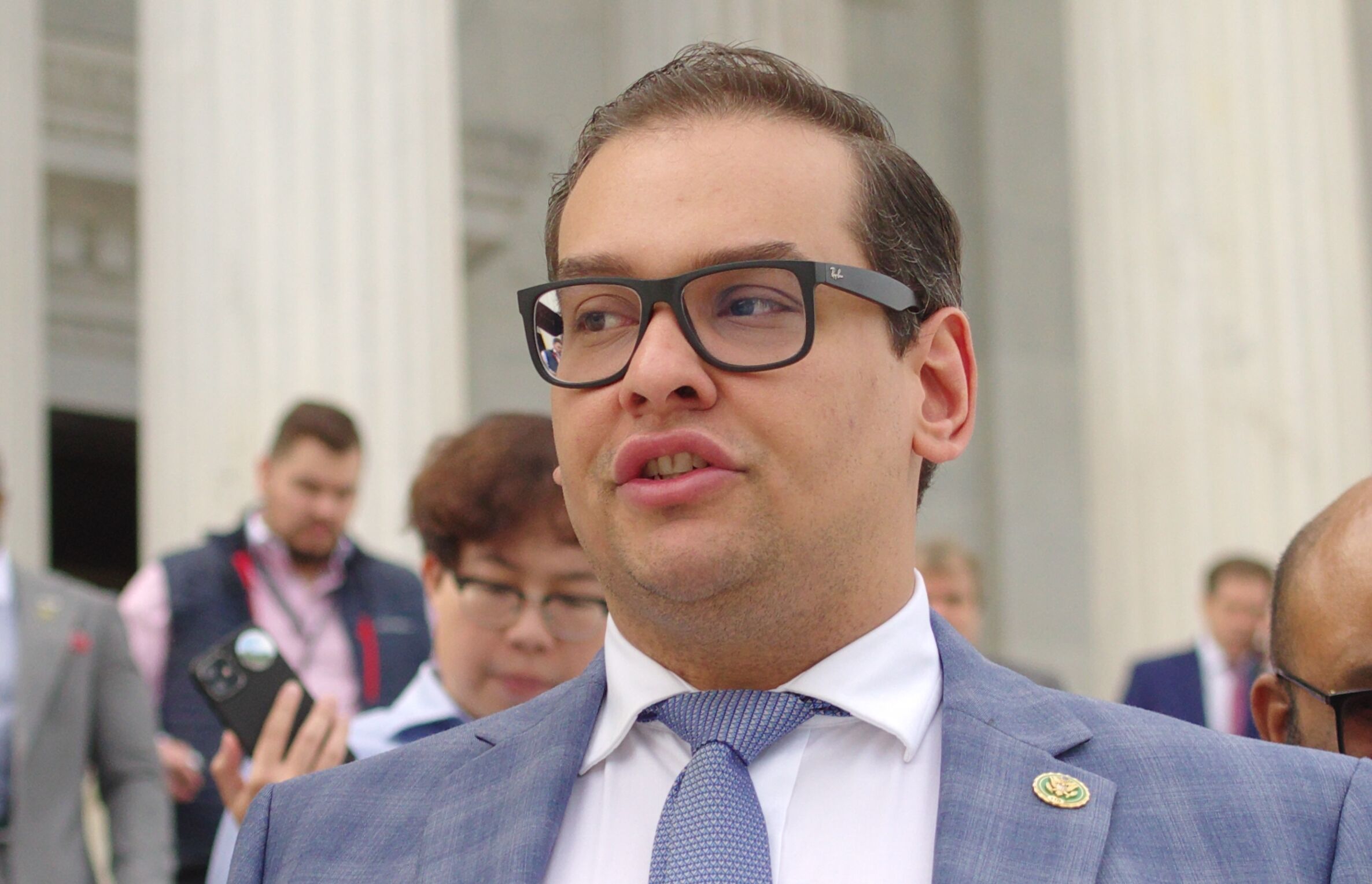 WASHINGTON, DC - September 30, 2023: U.S. Rep. George Santos (R-NY) leaves the Capitol after voting no on a bill to avert a government shutdown.