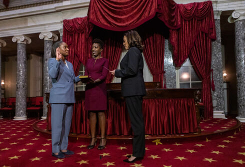 Laphonza Butler sworn in as senator & becomes the first out LGBTQ+ senator of color