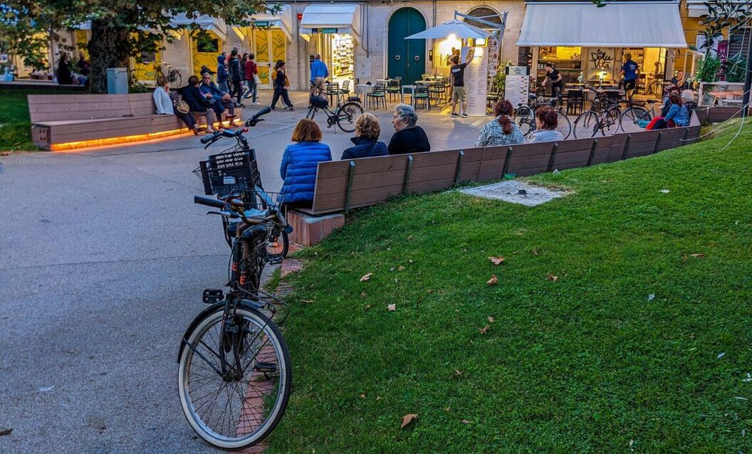 People of all ages at a park in Levanto, Italy 