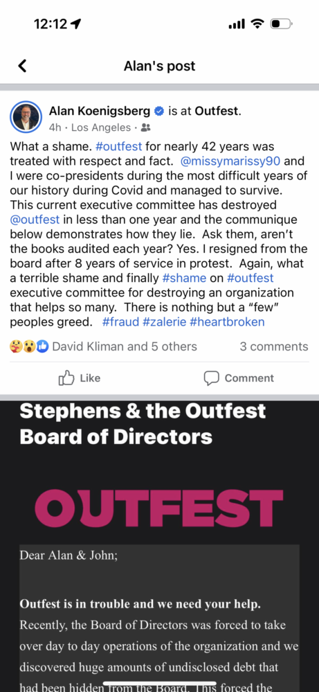 Alan Koenigsberg's post about Outfest.