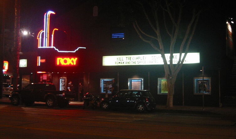 The exterior of the Roxy Theatre in West Hollywood, Los Angeles, California