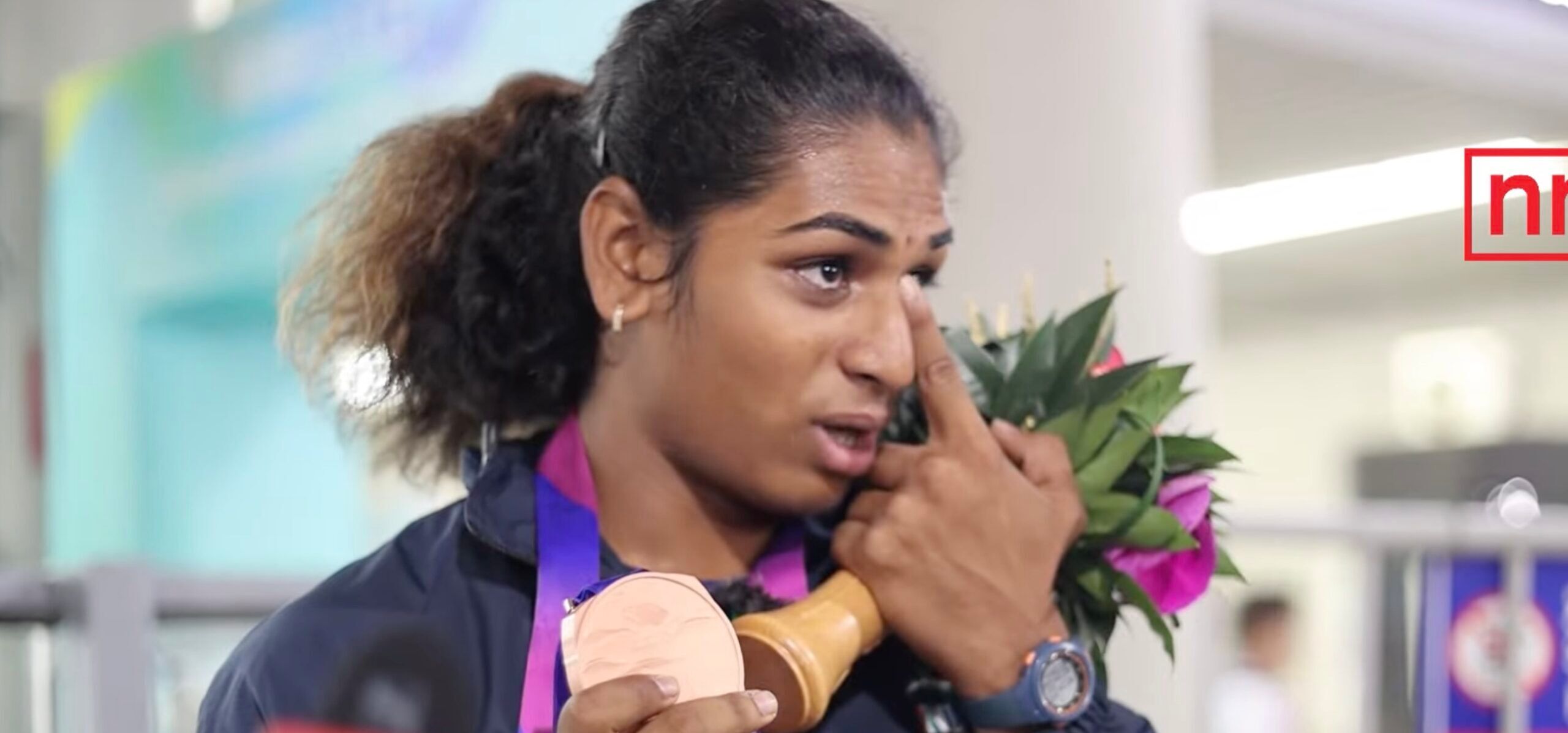 Nandini Agasara after winning the bronze medal at the Asian Games